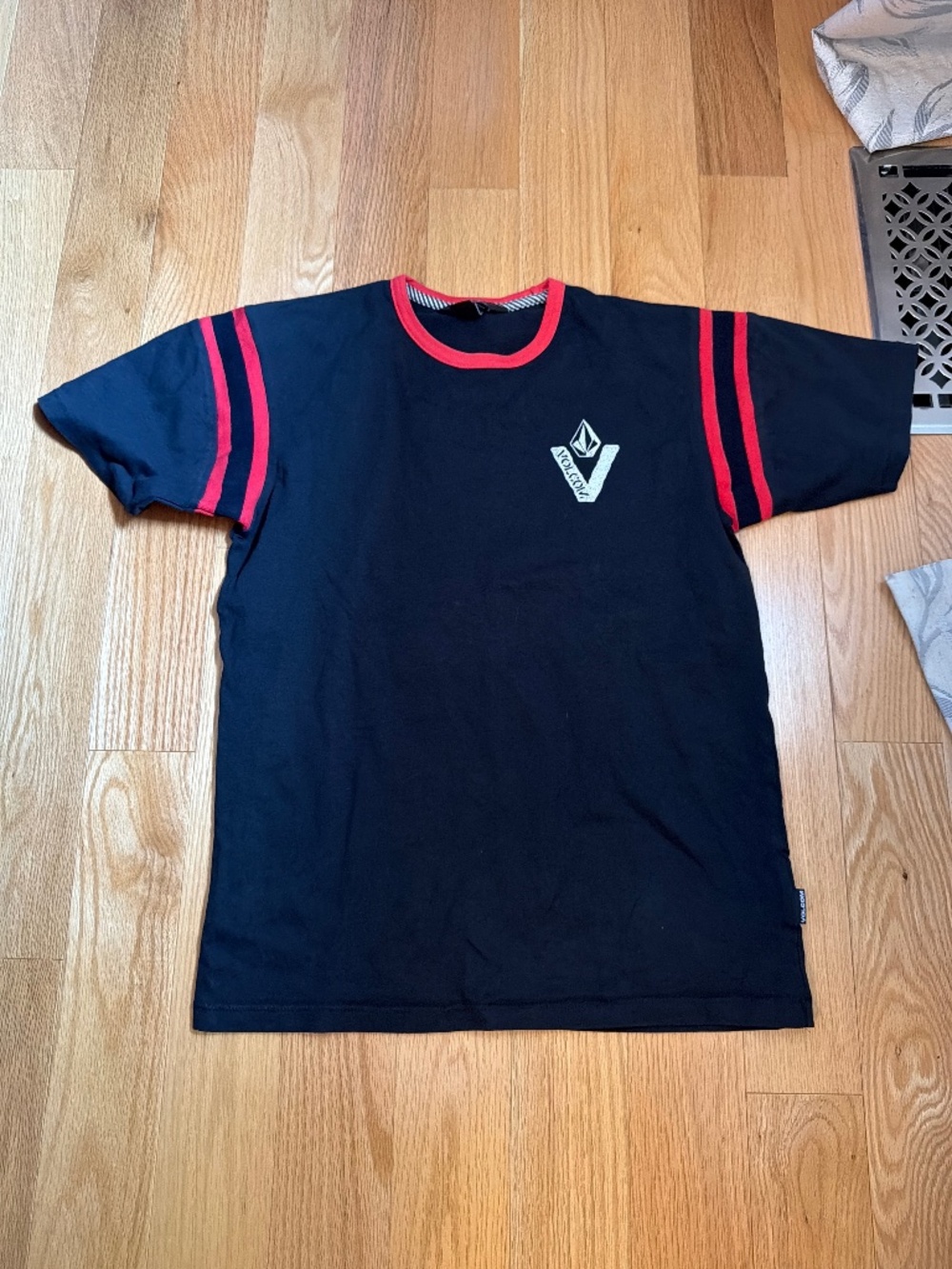 Volcom Cotton Black and Red Tee - size 12 youth